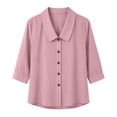 thumbnail image 6 of YTCAMLO 100%Cotton Button Down Shirts for Women Casual Cute Collared 3/4 Sleeve Dress Shirts Summer Lightweight Loose Blouses, 6 of 8
