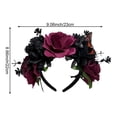thumbnail image 2 of Slccxzc Gothic Rose Flower Crown Headband Butterfly Hair Wreath for Halloween Day of the Dead, 2 of 7