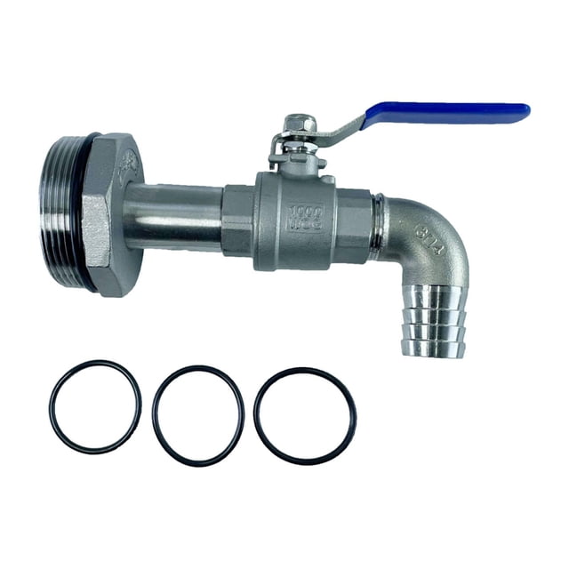 Grifo de tambor, grifo de barril de acero inoxidable de 2", G2", piezas de repuesto sin fugas, adaptador de salida de agua, válvula de tanque de asas 25mm