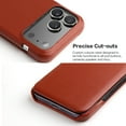 thumbnail image 4 of Case for iPhone 17 Pro Max, Genuine Leather Flip Case with Microfiber Lining, Support Wireless Charging, Business Classic Shockproof Magnetic Clasp Phone Cover for iPhone 17 Pro Max, Brown, 4 of 10