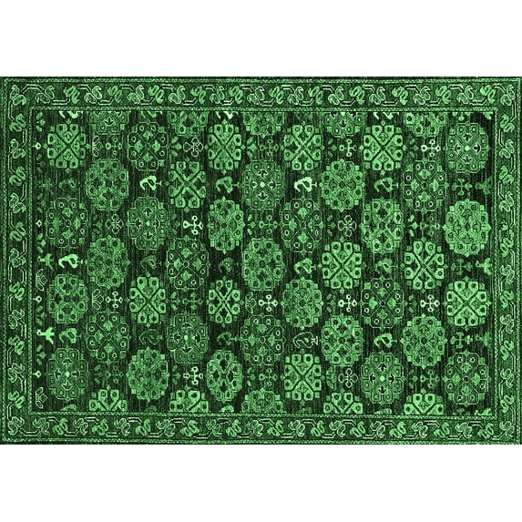 Ahgly Company Indoor Rectangle Oriental Emerald Green Industrial Area Rugs, 8' x 12'