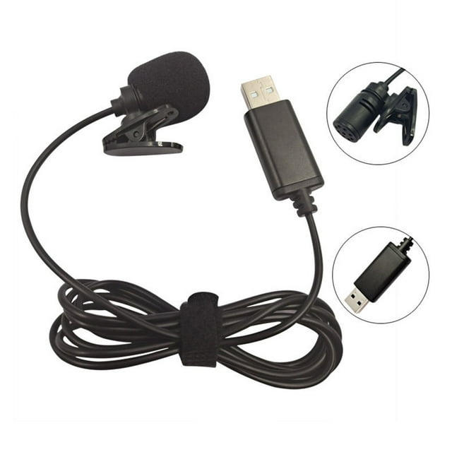 Microphone à Condensateur Lavalier USB Omnidirectionnel Filaire Clip Mains Libres Plug & Play pour Ordinateur PC Portable Vidéoconférence Chat Enregistrement en Direct Cours en Ligne