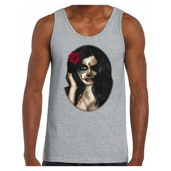 Awkward Styles Men's Sugar Skull Girl Graphic Tank Tops Day of the Dead Dia de los Muertos