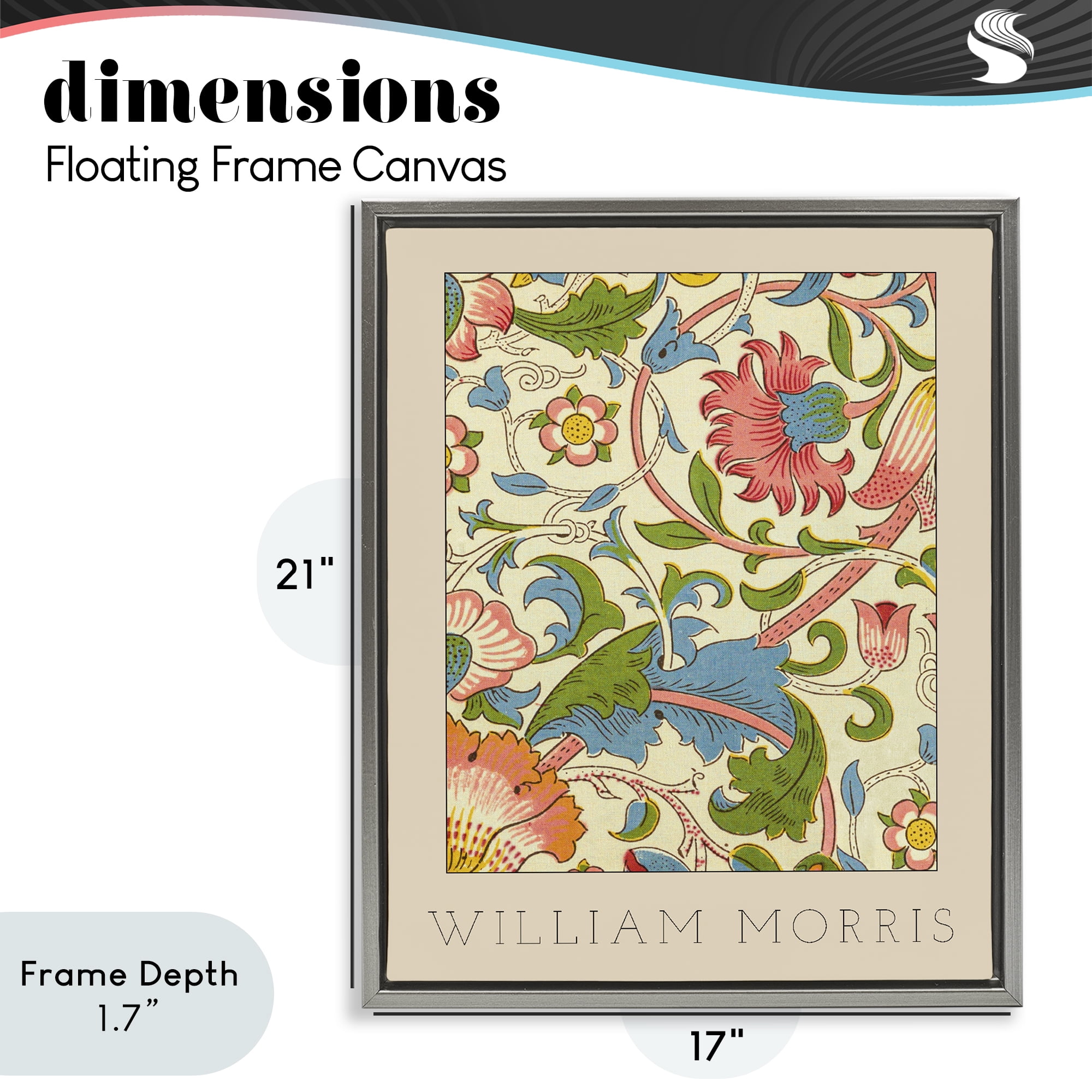 Stupell Industries Stylish Boho Classic Flowers Gray Framed Floater Canvas Wall Art, design by Lil' Rue