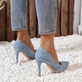 thumbnail image 3 of Elecsop Stiletto Heels for Women, Elegantes Dressy Pointed Closed Toe Heels, Sexy Comfortable Leather Women's Pumps for Prom Party Work Holiday (Blue, 3.54 In), 3 of 6