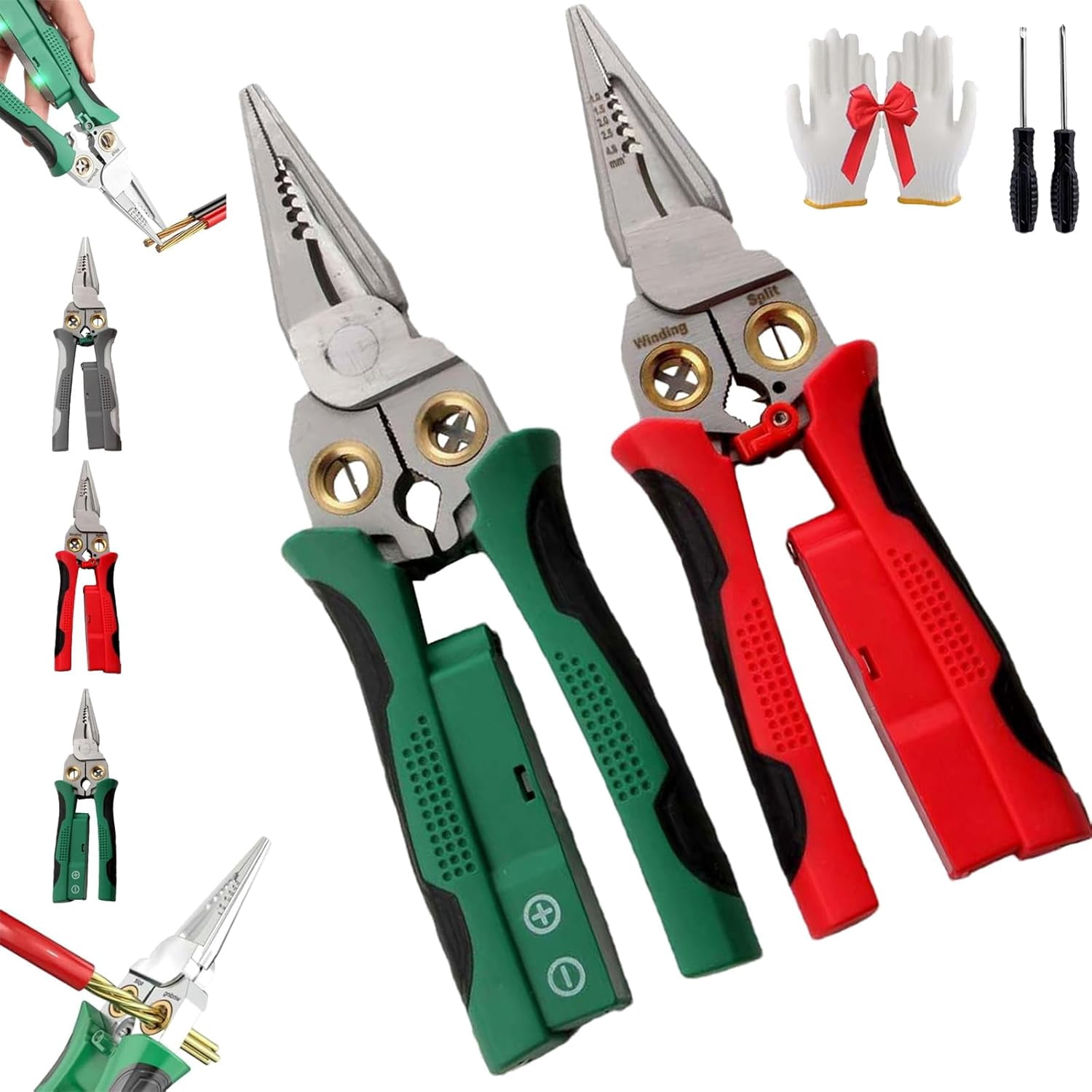 Outdoorfun 8 in 1 Wire Stripper Twister for Cutting and Pulling Wires Cable Scissors, Voltage Tester, Pinzas De Electricidad, Multi-function Electric Wire Stripping Tool