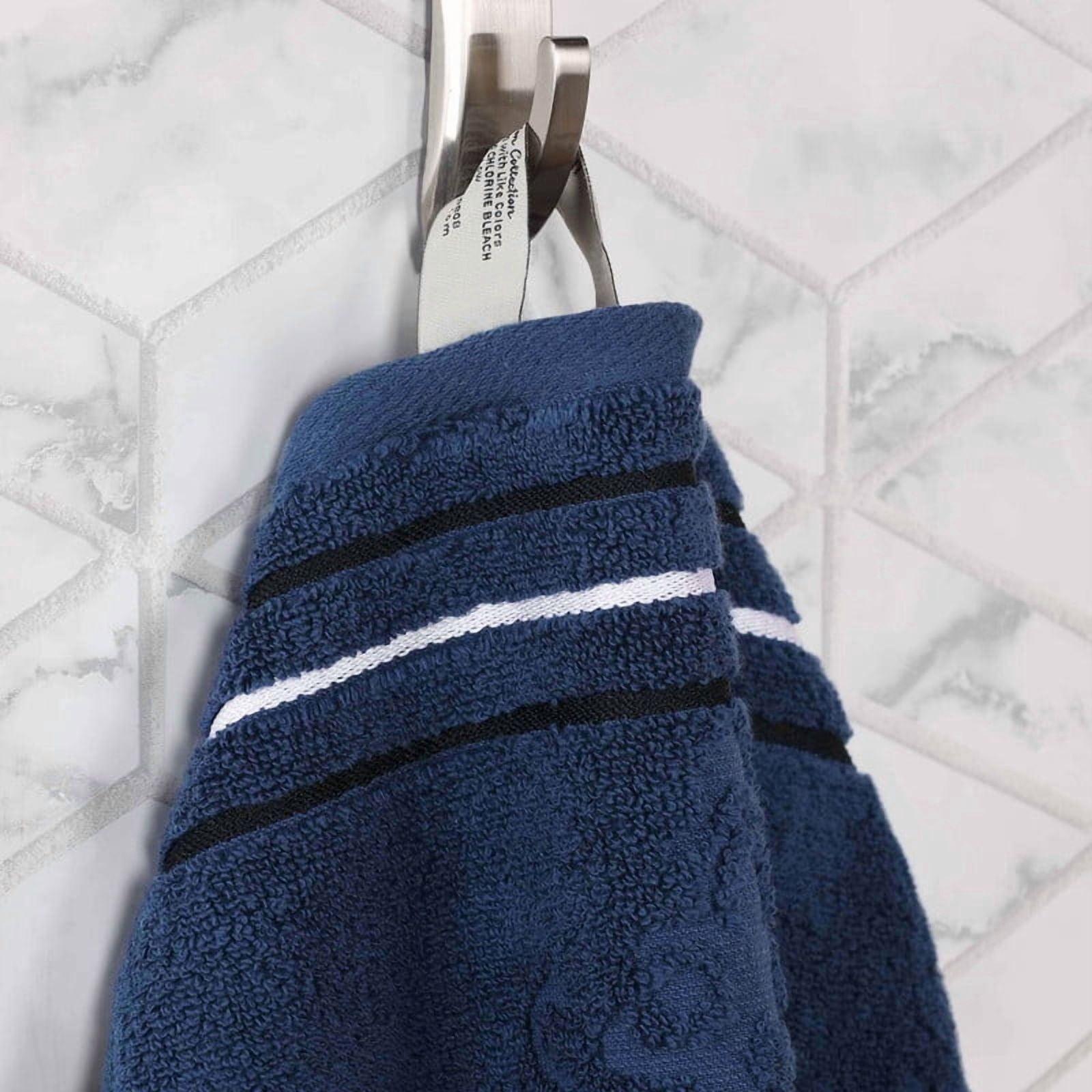 Superior Sadie Zero Twist Cotton Face Towel Washcloth Set of 12, Navy Blue