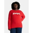 thumbnail image 2 of Time and Tru Women's and Women's Plus Holiday Talking Sweater with Long Sleeves, Midweight, Sizes XS-4X, 2 of 6