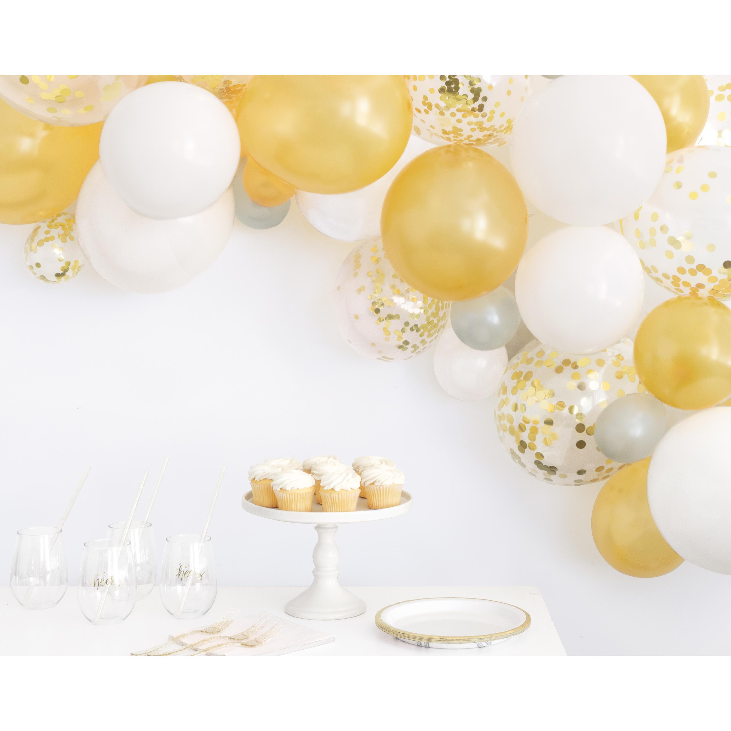 Unique Industries 10.5' Latex Silver & Gold Balloon Arch Kit, 40 count