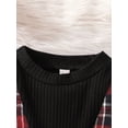 thumbnail image 4 of hirigin Baby Girl Autumn Dress, Plaid Print Long Sleeve Crew Neck Fake Two Piece Patchwork A-Line Dress + Bow Hairband, 4 of 9