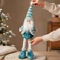 thumbnail image 5 of Blue Santa Standing Figure, Telescoping Christmas Doll Decor, Vintage Plaid Fabric Stretchable Figures, for Xmas Tree Home Party Festive Decor Christmas New Year Gift, Holiday Display Collection, 5 of 6