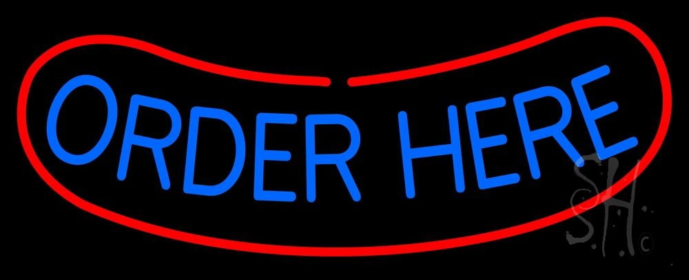 White Order Here With Red Border Bar LED Neon Sign 10 x 24 - inches ...