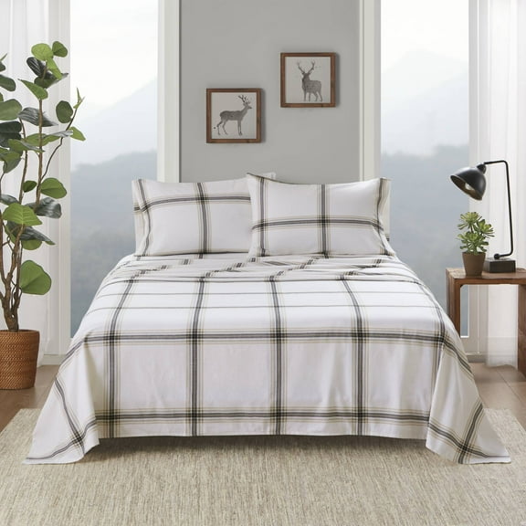 4-Piece King Sheet Set,Tan Plaid