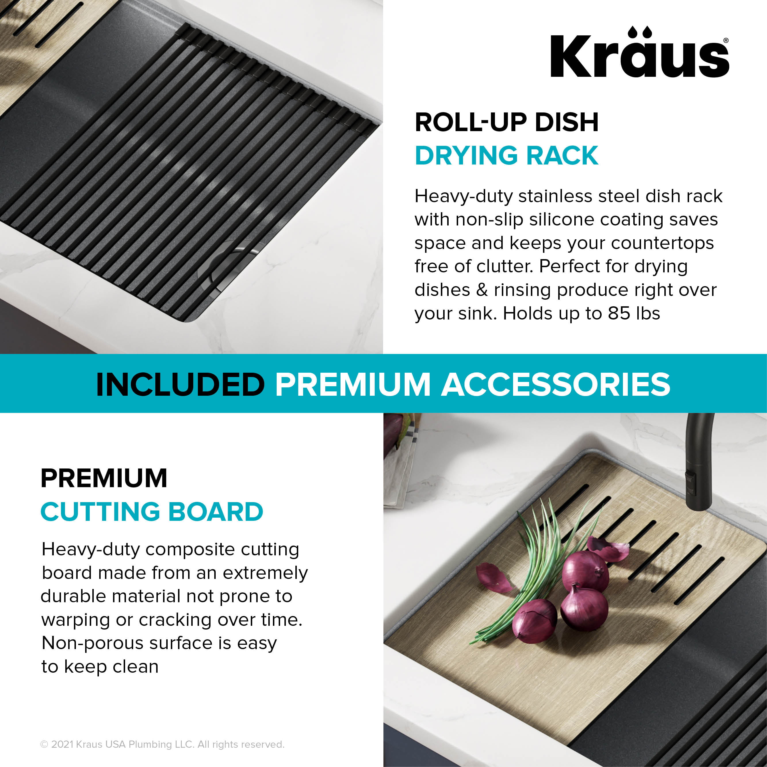 Kraus Bellucci Workstation 30 inch Undermount Granite Composite Single Bowl  Kitchen Sink in Metallic Gray with Accessories 