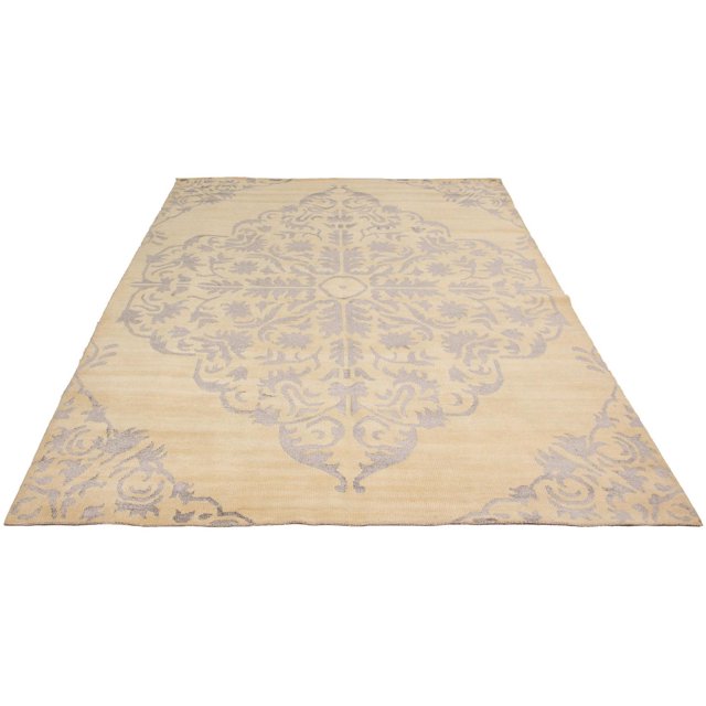 ECARPETGALLERY 9'1" x 12'9" Transitional La Seda Hand-knotted Area Rug for Living Room, Dining Room and Bedroom in Ivory