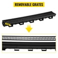 thumbnail image 4 of VEVOR Trench Drain System, Channel Drain with Plastic Grate, 5.8x3.1" HDPE Drainage Trench, Black Plastic Garage Floor Drain, 5x39" Trench Drain Grate, With 5 End Caps, For Garden, Driveway-5 Pack, 4 of 9