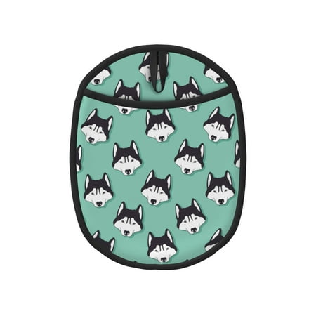 

Cute Cartoon Husky Funny Green Pot Holders for Kitchen - Heat Resistant Oven Mitts Hot Pads with Pocket Non Slip Silicone Pot Holders Cuteness Hanging Loop Potholders for Kitchen Baking