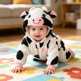 thumbnail image 5 of Cjfdfy Newborn Baby Animal Costume Warm Girls Boys Cute Cow Plush Hooded Romper Cosplay Jumpsuit For Halloween Holiday Outfit Baby Animal Costumes Unisex 1-9Months, 5 of 9