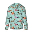 thumbnail image 3 of Uemuo Christmas Dachshund Pattern Women's Full Zip UPF 50+ Sun Protection Hoodie Jacket Long Sleeve Sun Shirt Hiking Outdoor Performance with Pockets-, 3 of 9