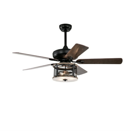 

52 Industrial style Ceiling Fan with Remote (5-Blade) AC Motor 5 Fan Blades Black