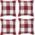 thumbnail image 5 of Juego de 1 funda de almohada a cuadros de cuadros de búfalo de granja, funda de cojín de cuadros rojos y blancos de lino y algodón para decoración navideña del hogar de 18 "x 18", 5 of 5