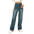 thumbnail image 6 of ManxiVoo Women Wide Leg Jeans Straight Leg Medium High Waist Comfort Denim Trousers for Casual Style XXL Size Blue, 6 of 8