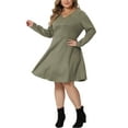 thumbnail image 2 of Agnes Orinda Plus Size for Women's Dress Faux Suede V Neck Long Sleeve A-Line Dress 2023, 2 of 5