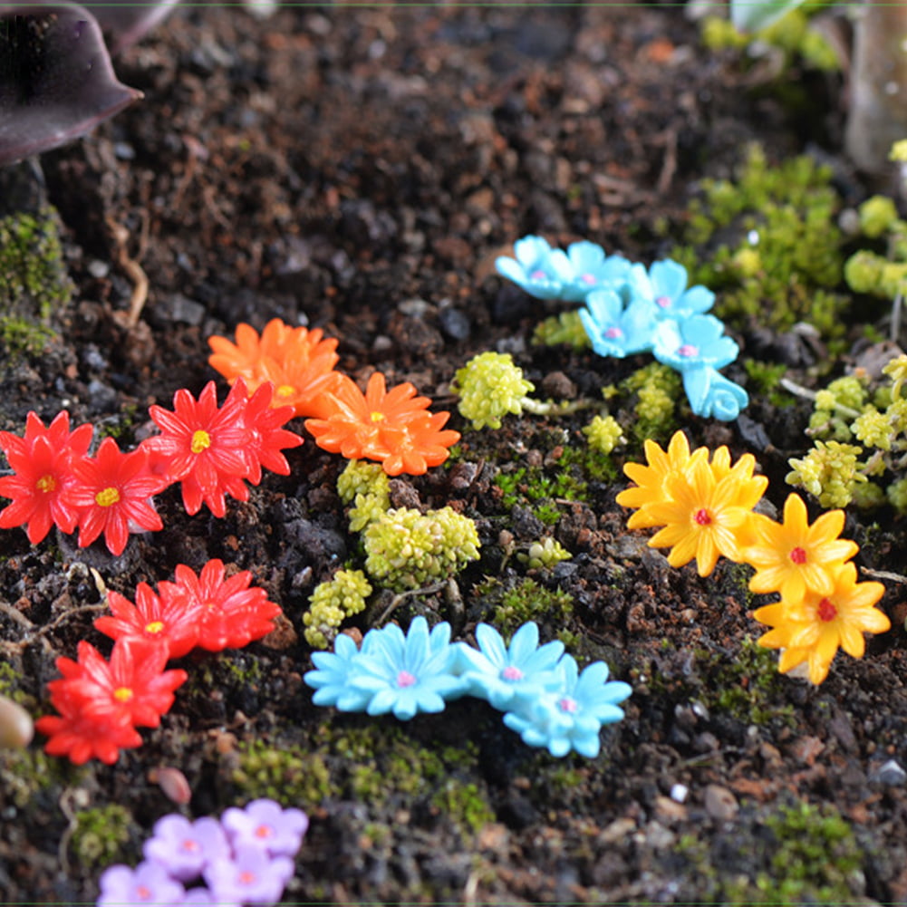 10Pcs Plastic Moss Flower Miniature Bonsai Pot Craft DIY Fairy Garden Decor 