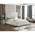 thumbnail image 2 of Maklaine Modern / Contemporary Cream Finish Velvet Queen Bed, 2 of 5
