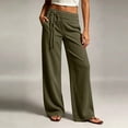 thumbnail image 2 of TEAJOPSUU Wide Leg Pants for Women Comfy Corduroy Drawstring Elastic Waist Palazzo Trousers with Pockets Casual Daily Vacation Pants Olive Green, 2 of 6