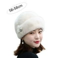 thumbnail image 6 of Soumake Winter Hat Russian Faux Rabbit Fur Flower Decor Thickened Luxury Keep Warm Solid Color Autumn Winter Thermal Middle-aged Women Cap for Outdoor, 6 of 8