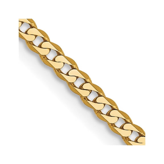 10K Yellow Gold Curb Chain Styles Necklace 2.2 mm Flat Beveled 16 inch