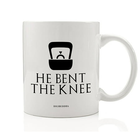 He Bent the Knee Coffee Mug Cute Gift Idea He Finally Proposed Diamond Ring Proposal Engaged Couple Engagement Party Present Bridal Shower Guest Favors 11oz Ceramic Booze Tea Cup Digibuddha