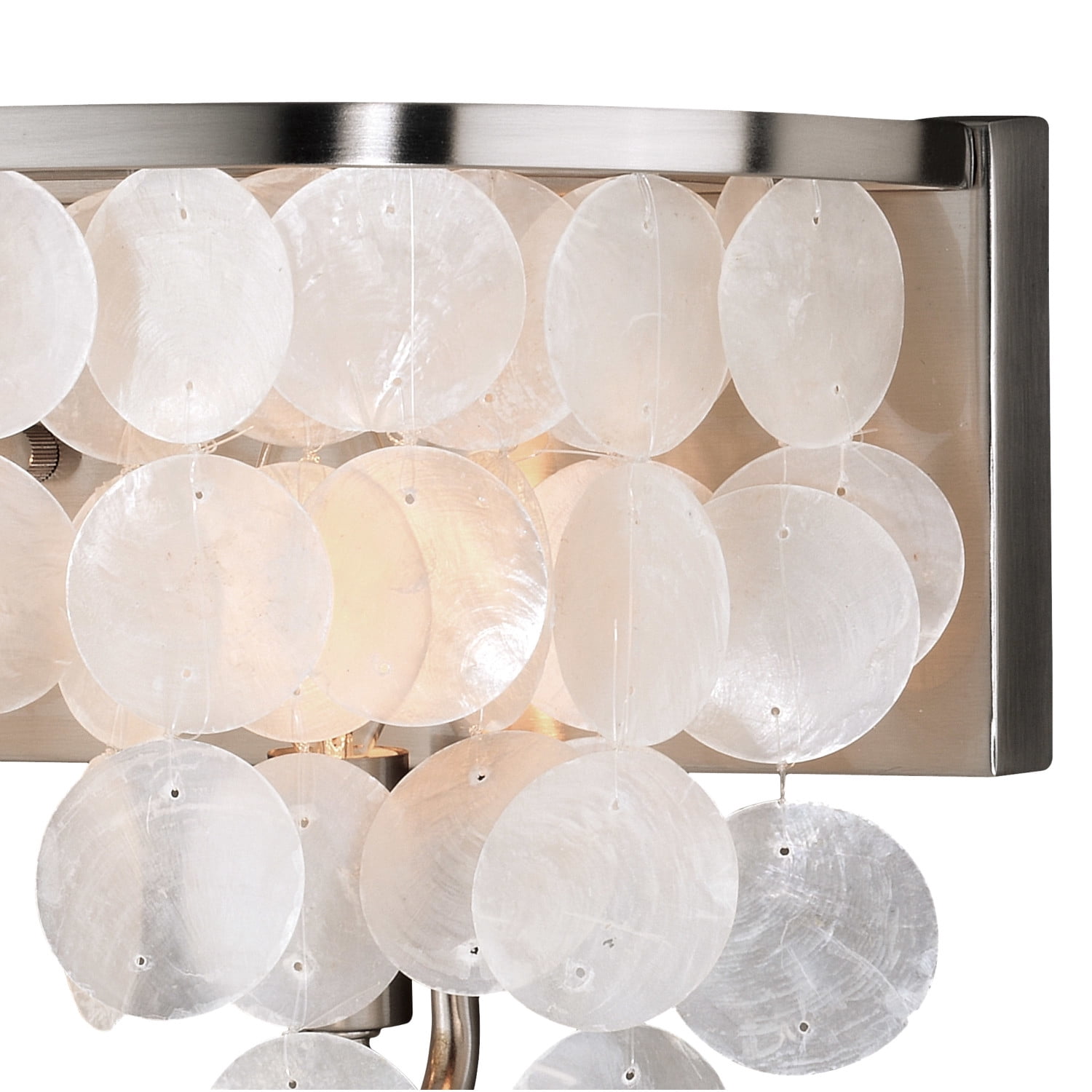 Elsa 4 Light Satin Nickel Capiz Shell Coastal Bathroom Vanity Fixture