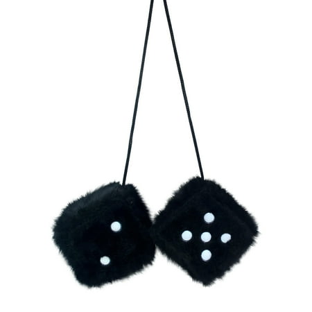 EcoNest Pair Of Retro Square Mirrors Hanging Plush Plush Dice With Polka Dots Car Interior Ornament