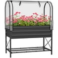 thumbnail image 2 of Outsunny Raised Garden Bed with Cover and Storage Shelf, Rectangular Metal Elevated Planter Box with Legs and Bed Liner, Black, 2 of 9