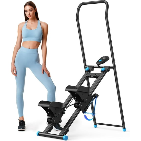 HOWEN Stair Stepper for Home Gym Exercise, New Version Stairmaster for Full-Body Workout, Compact Folding Stair Climber with Extended Step Range, Adjustable Handlebar/Pedal