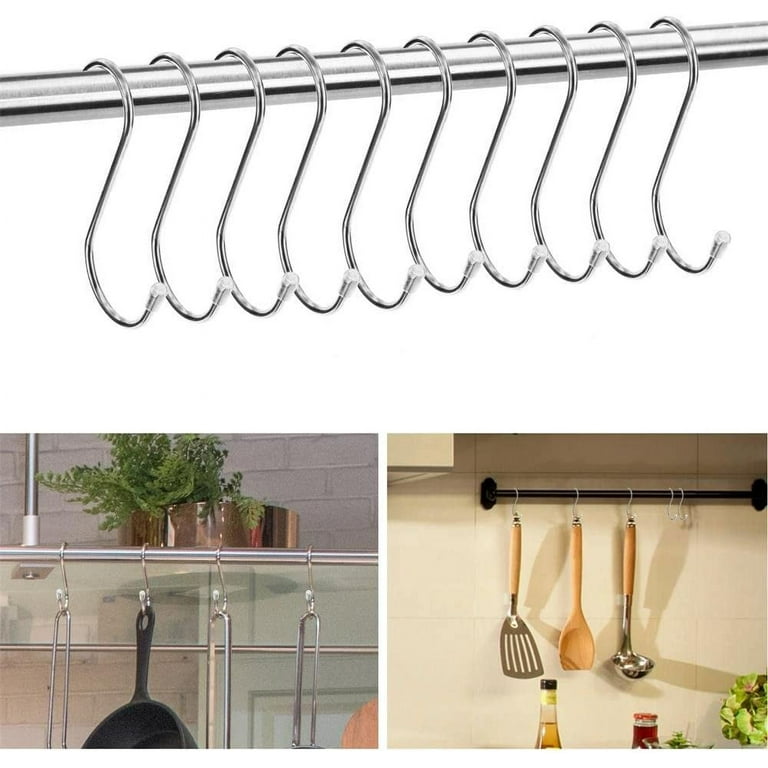Heavy Duty S Hooks, Stainless Steel S Shaped Hooks for Hanging Kitchenware  Pan Pots Utensils Closet Clothes Bags Towels Plants Kitchen Hooks Hanger, 3  inch(10 PCS) 