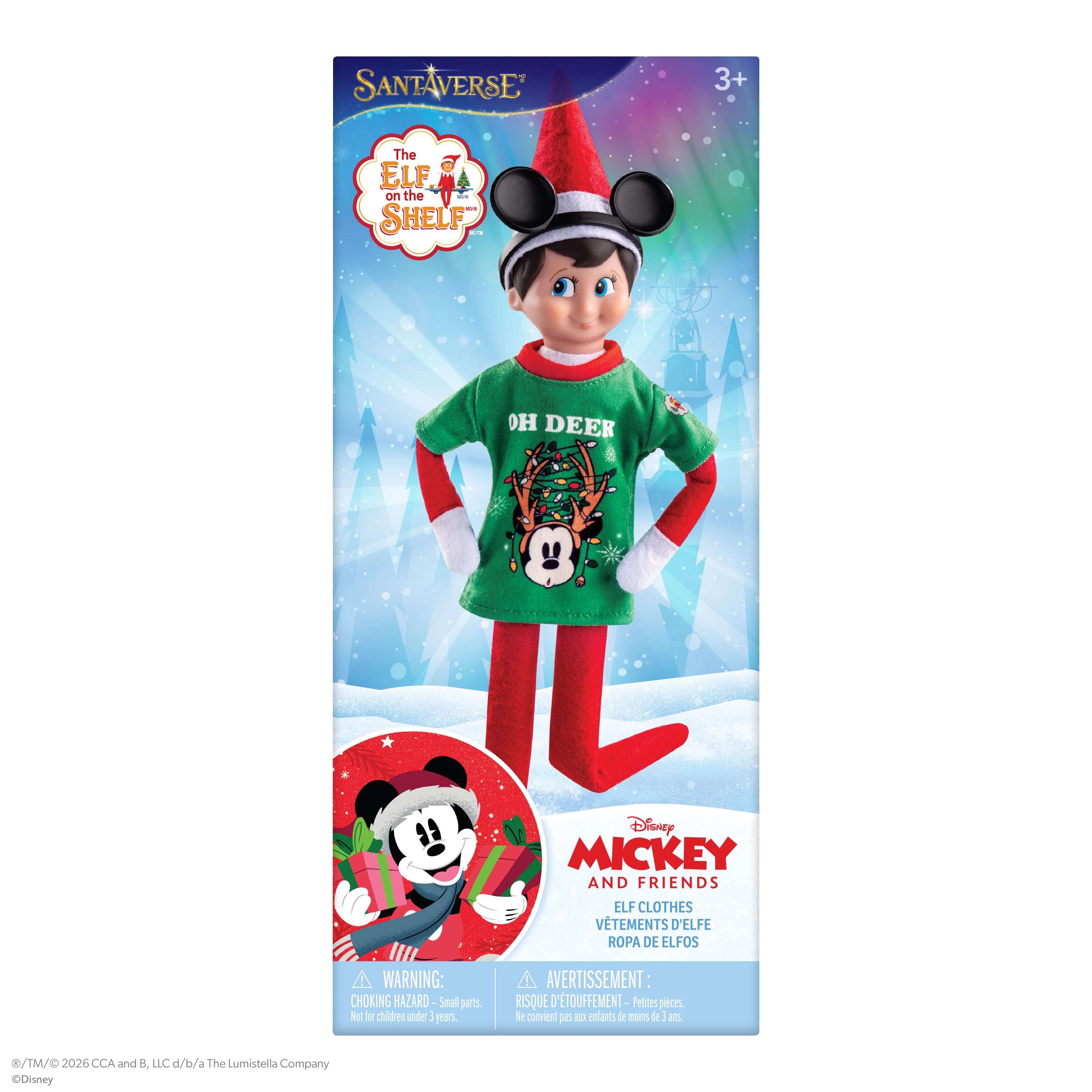 The Elf on the Shelf Disney Mickey Mouse Oh Deer T-Shirt and Ears Headband - Scout Elf Not Included