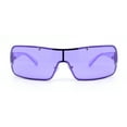 thumbnail image 2 of Classic 90s Curved Wrap Rimless Shield Italian Style Metal Rim Sunglasses Purple, 2 of 4