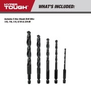 Hyper Tough 5-Piece1/4-inch Hex Shank Drill Bit Set, Black Oxide