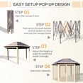 thumbnail image 4 of Outsunny 11' x 13' Pop Up Gazebo Canopy Tent with Zippered Mesh Sidewalls and Carrying Bag, Event Tent Shelter for Patio Garden Backyard, Beige, 4 of 9