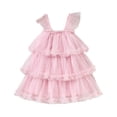 thumbnail image 2 of ZHOGXU Toddler Baby Girls Dress Sleeveless Spaghetti Strap Solid Color Mesh Layered Comfortable Fashion Summer Dresses For Casual Daily Wear,Pink,2-3 Years, 2 of 9