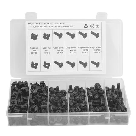 

M6 Cage Screw Higher Hardness Nut Screw Set Premium Carbon Fiber Black Cage Nut Kit Wear Resistance Fasteners Hardware For Chassis Cabinets