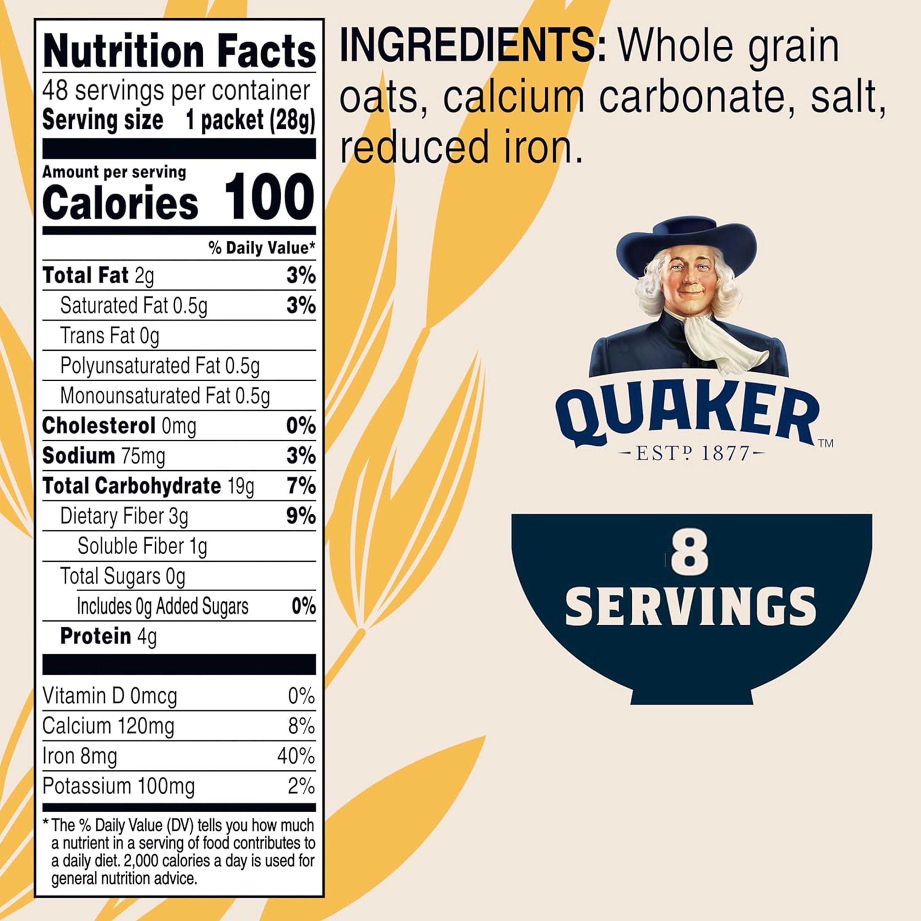 (4 pack) Quaker Instant Oatmeal, Maple & Brown Sugar, 1.19 oz, 8 Count Box