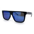 thumbnail image 4 of Kush Mens Color Mirror Flat Top Urban Fashion Horn Rim Sunglasses [Black - Blue Mirror], 4 of 8