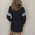 thumbnail image 5 of Women's Fashion Striped Sports Hoodie Dress Long Sleeve Round Neck with Pocket for Winter Casual Wear and Outdoor Activities,Navy,2XL, 5 of 6