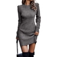 thumbnail image 1 of Innerwin Robe Chandail Col Rond Dames Chandail d'Hiver Manches Longues Robes Mini Élégantes Gris TG, 1 of 4