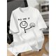thumbnail image 1 of Women's Casual Graphic Tee - "Plz Use It" Cartoon Brain Design, Short Sleeve Crew Neck, Polyester Spandex Blend, Machine Washable, Relaxed Fit for Spring & Summer, Ladies T Shirts, 1 of 5
