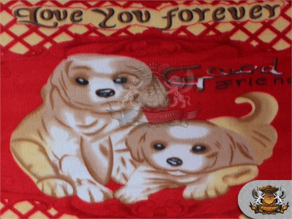 Sold by the yard S-683 Fleece Printed Fabric HAPPY DOGS 58/" Wide